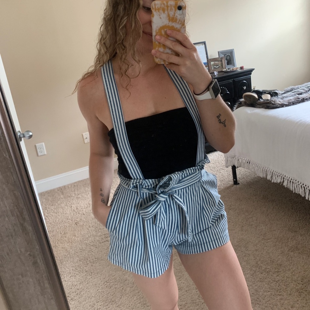 Striped overalls